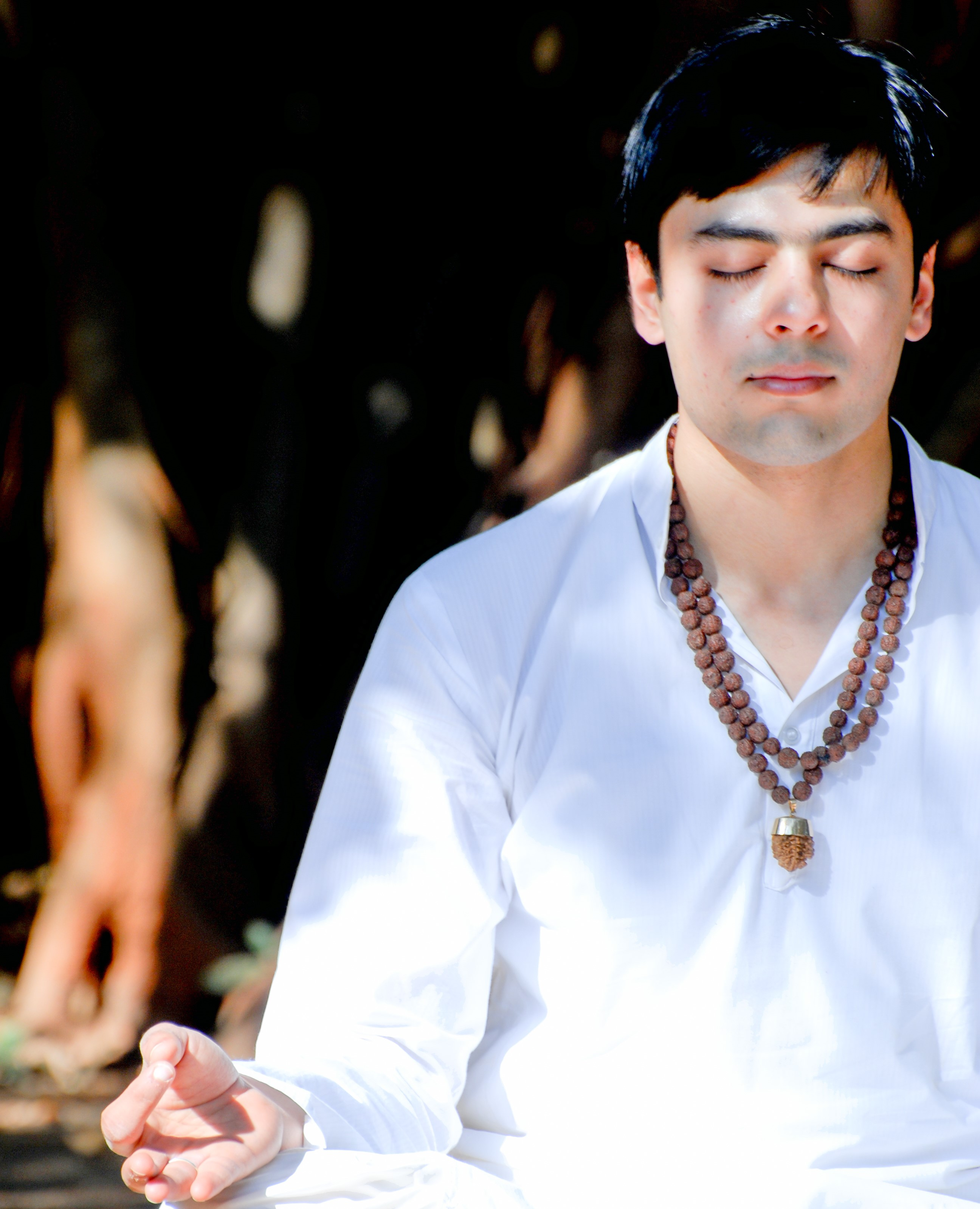 Yoga practice in serene temple surroundings of Tamil Nad